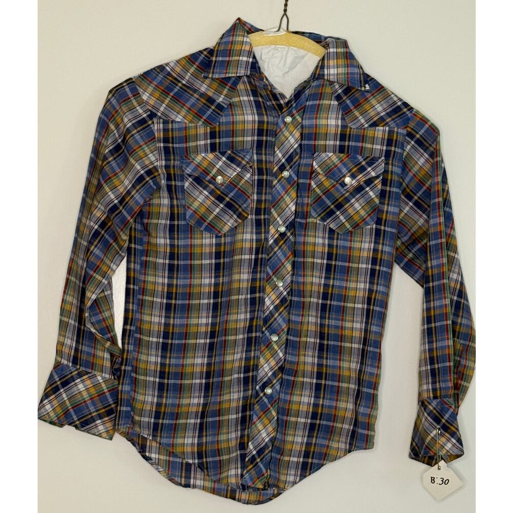 Vintage Kids Plaid Pearl Snap Shirt '60s-'80s kids Large? XL?